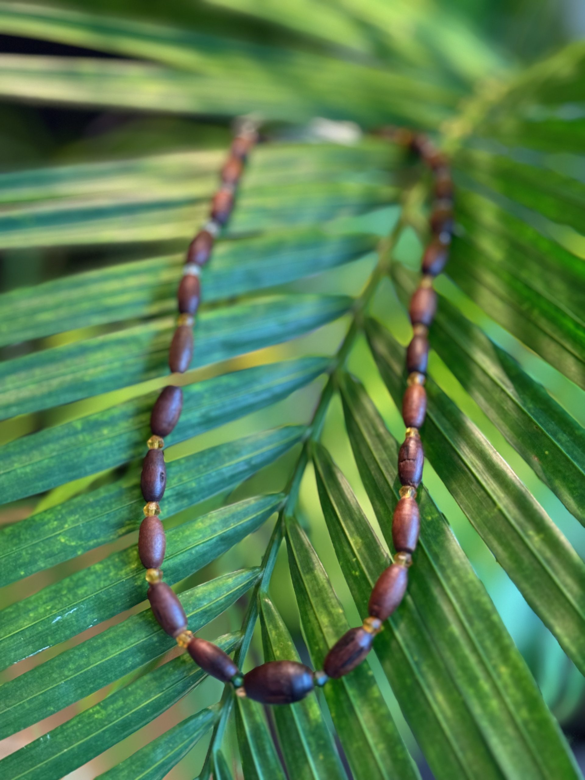 Tulsi & yellow, green & transparent beads Pendant