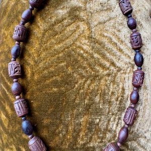 Tulsi Pendant with carved beads