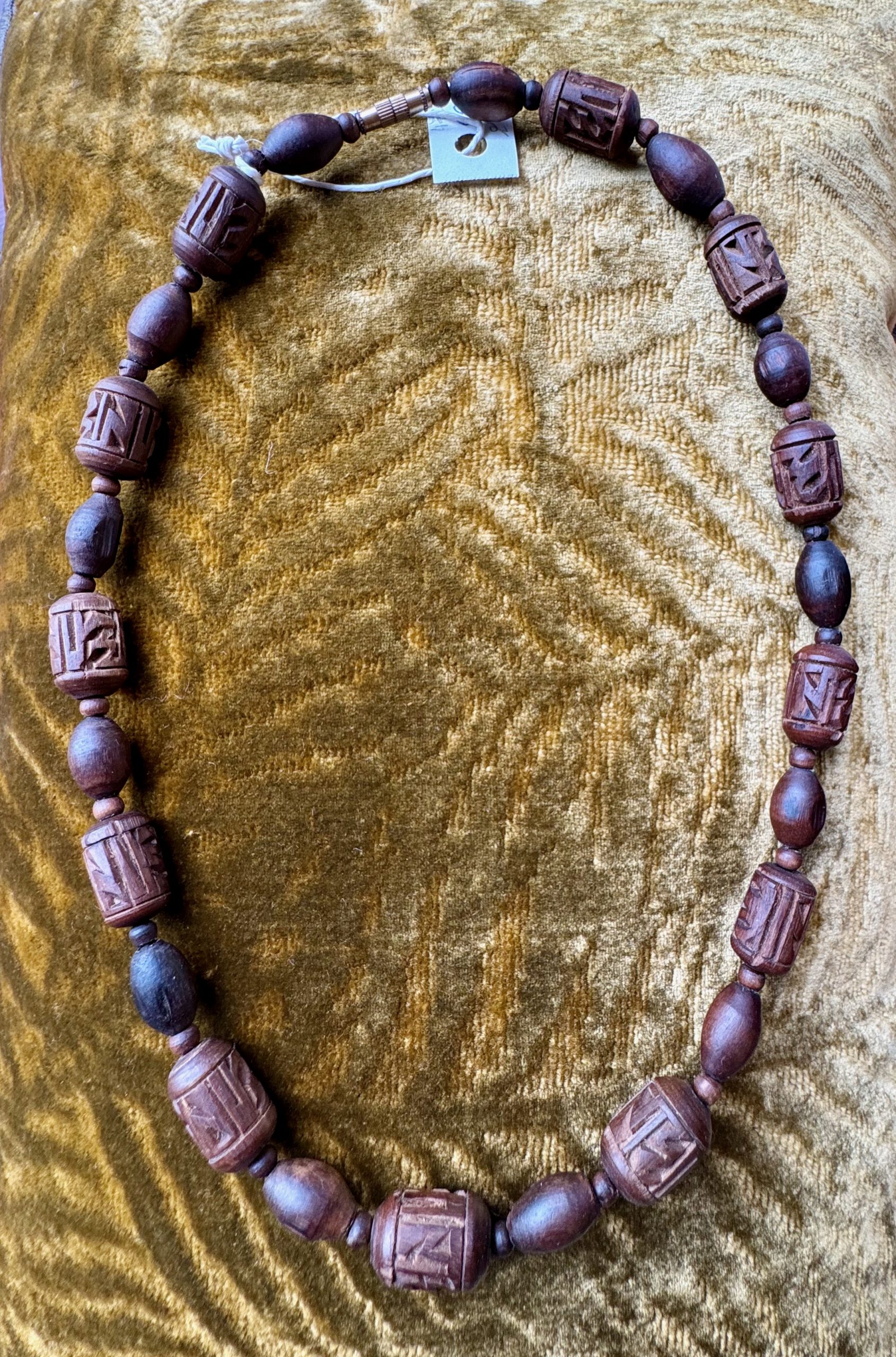 Tulsi Pendant with carved beads