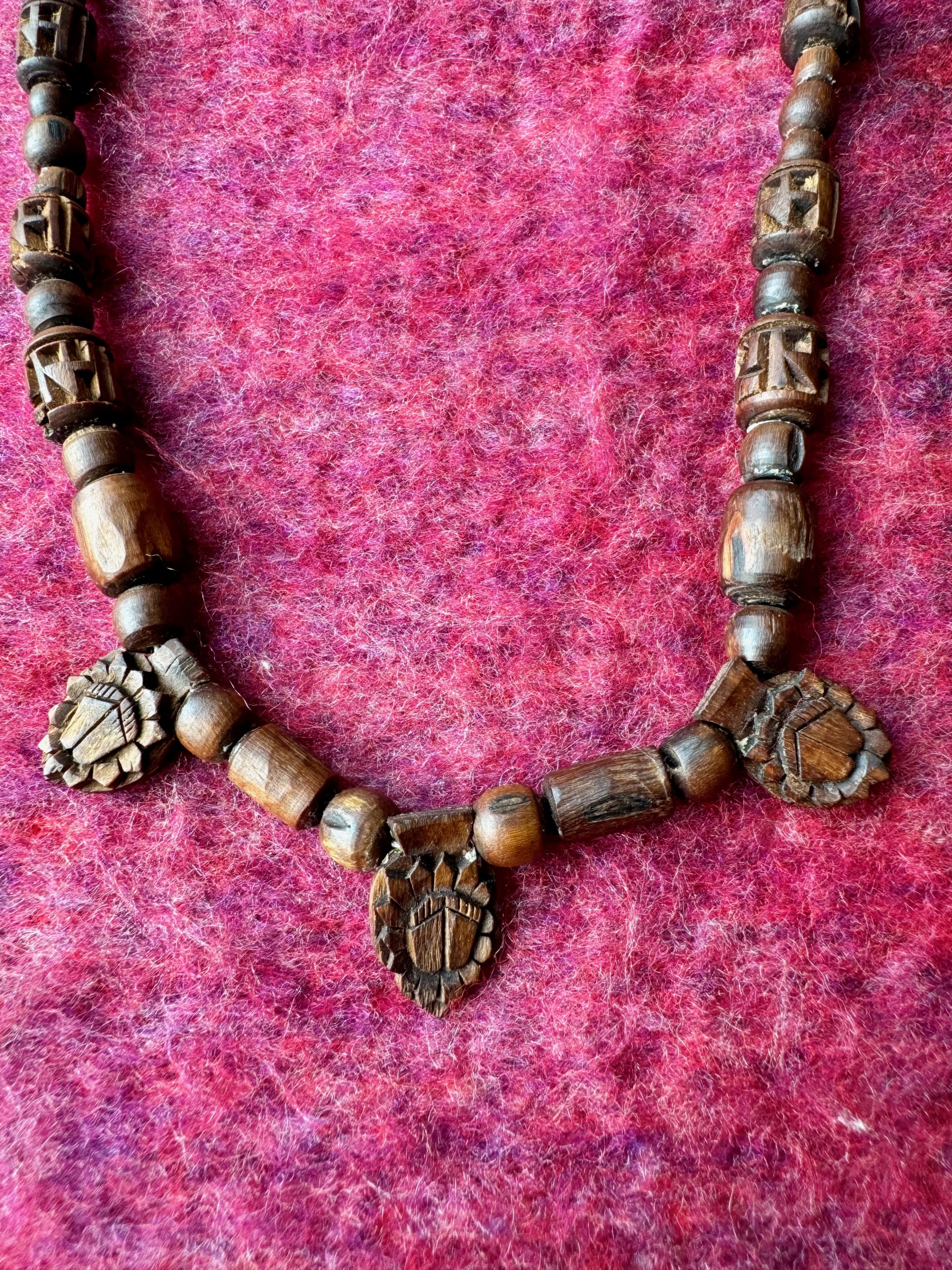 Tulsi Pendant with 3 carved Lotus Feet medaillons