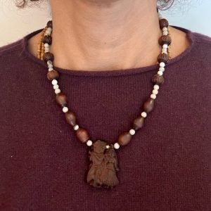 Radha & Krishna Tulsi Pendant with white gems beads