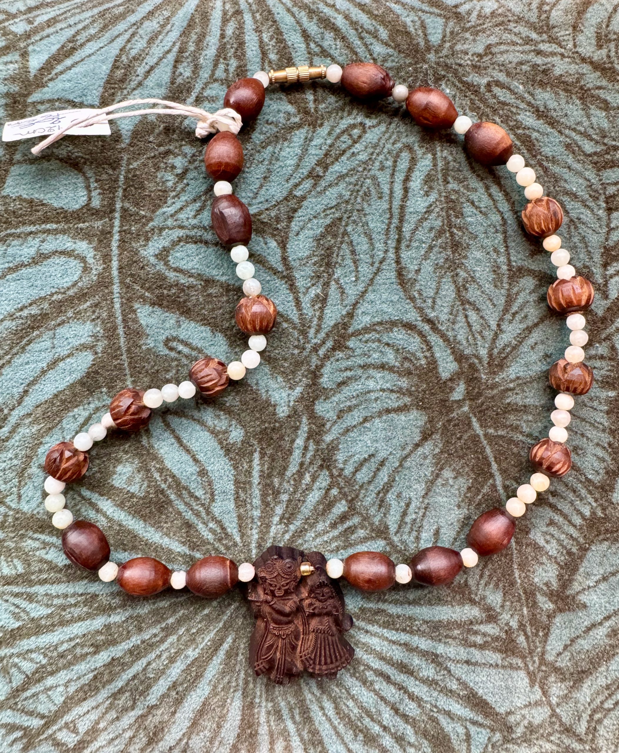 Radha & Krishna Tulsi Pendant with white gems beads - Image 2